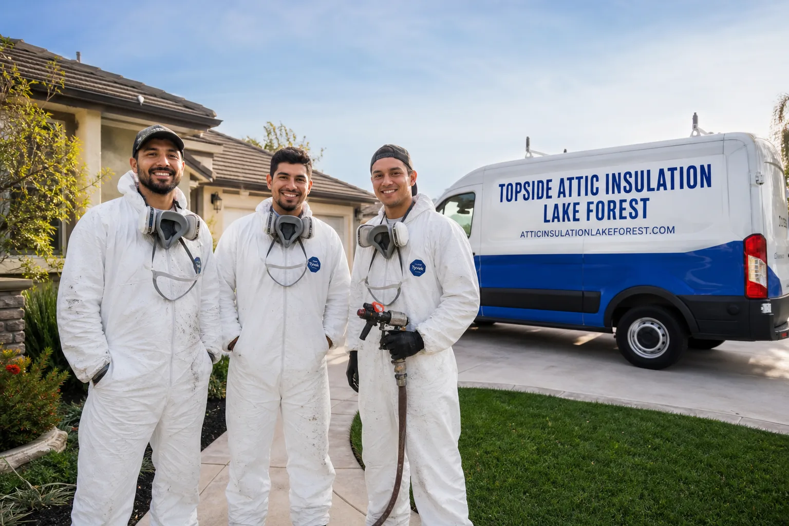 Topside Attic Insulation Lake Forest insulation service vehicle and crew in Lake Forest, CA
